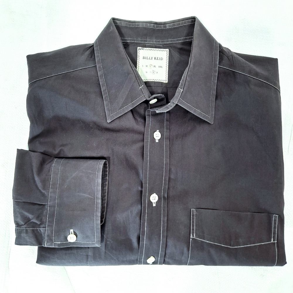 Billy Reid Charcoal Cotton Button Down Long  Sleeves Shirt